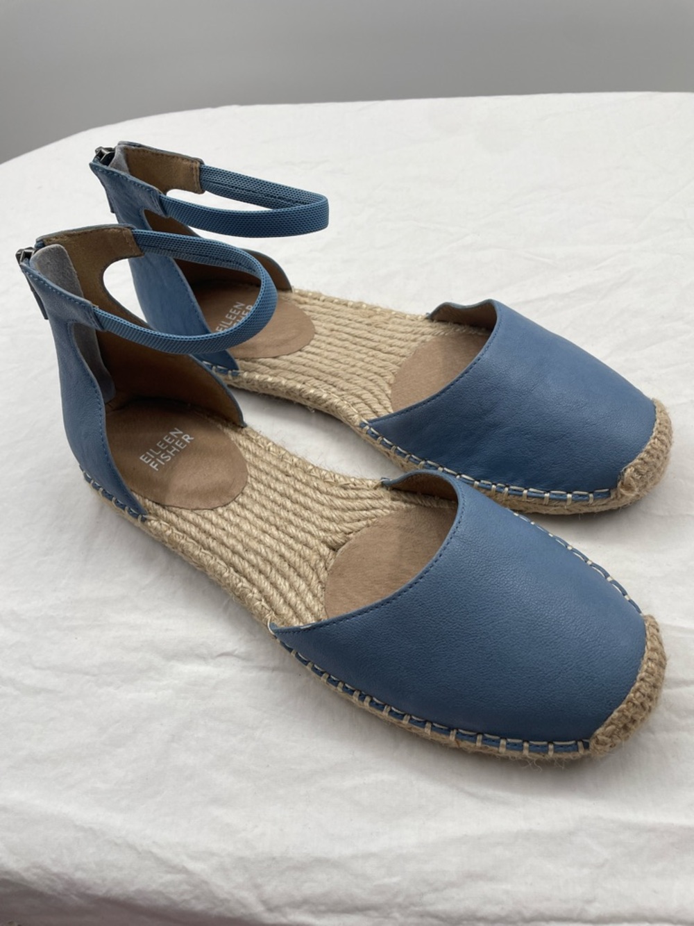 NEW! Eileen Fisher Lala Tumbled Leather Espadrille Flats. 9.5. - Picture 2 of 8